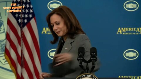 VP Harris ignores reporters' questions, smirks and walks away at the staged event.