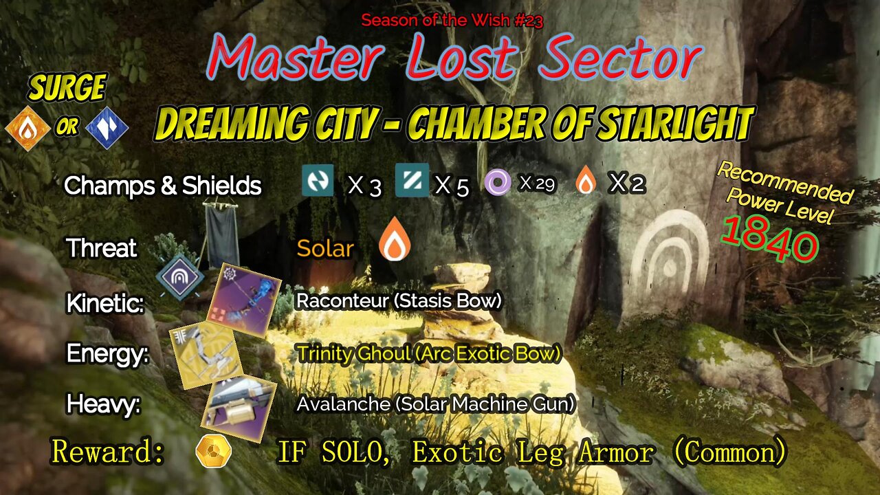 Destiny 2 Master Lost Sector: Dreaming City - Chamber of Starlight on my Solar Warlock 12-11-23