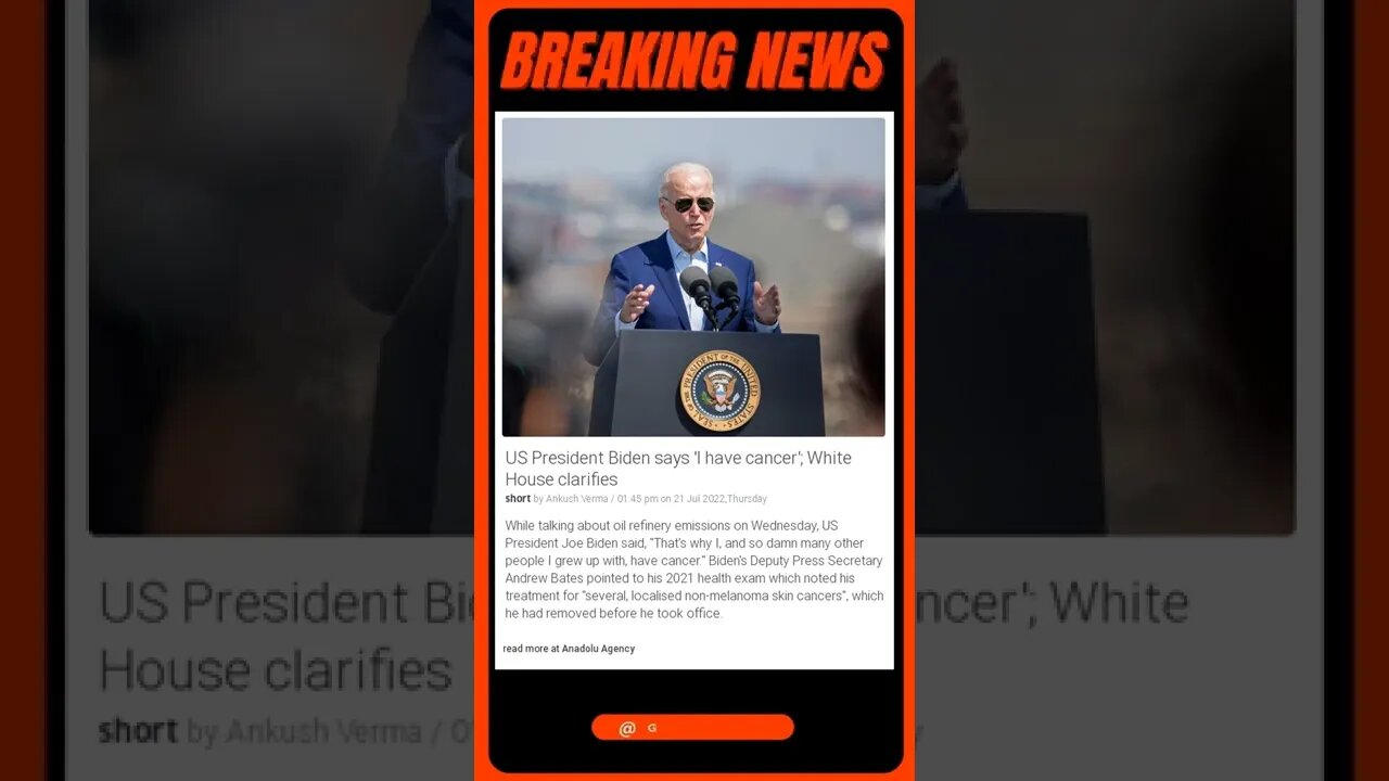 Breaking News: US President Biden says 'I have cancer'; White House clarifies #shorts #news