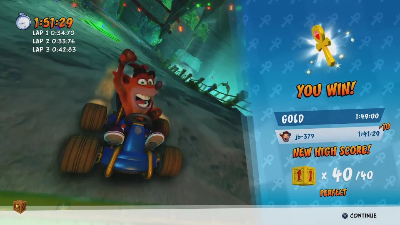 Crash™ Team Racing Nitro-Fueled (PS4) - Adventure Mode (Easy) - Relic Race - Mystery Caves