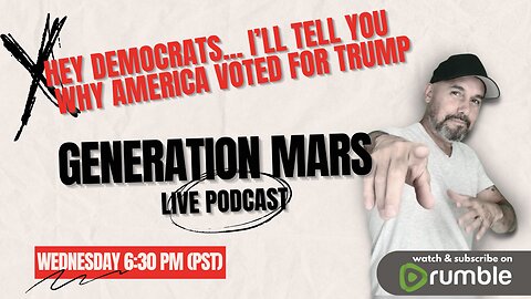 Hey Democrats... i’ll tell you WHY America Voted for TRUMP -GMP LIVE- WED 6:30pm(pst)/9:30(est)