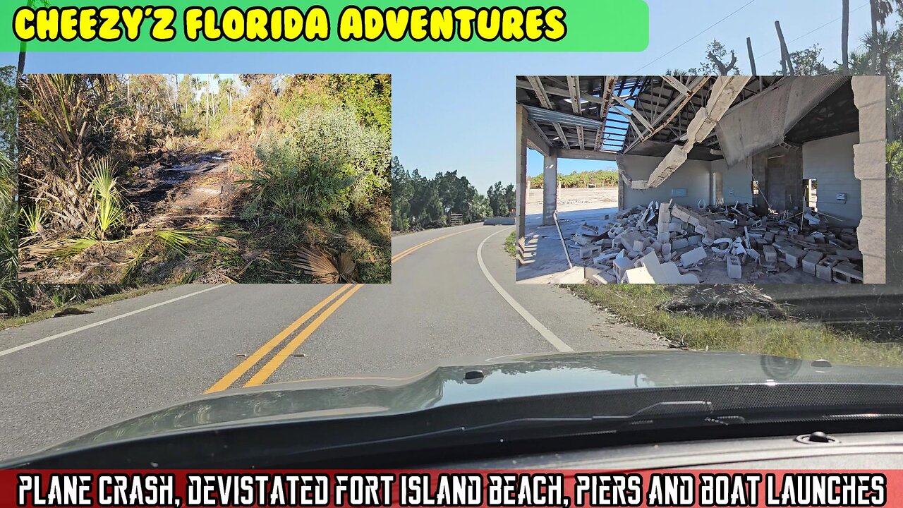 Plane crash site, Hurricane Milton devastation on fort island trail piers, boat launches and beach