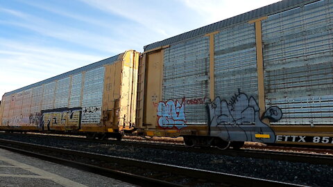 CN 3071 & CN 3213 Engines Manifest Train Westbound In Ontario