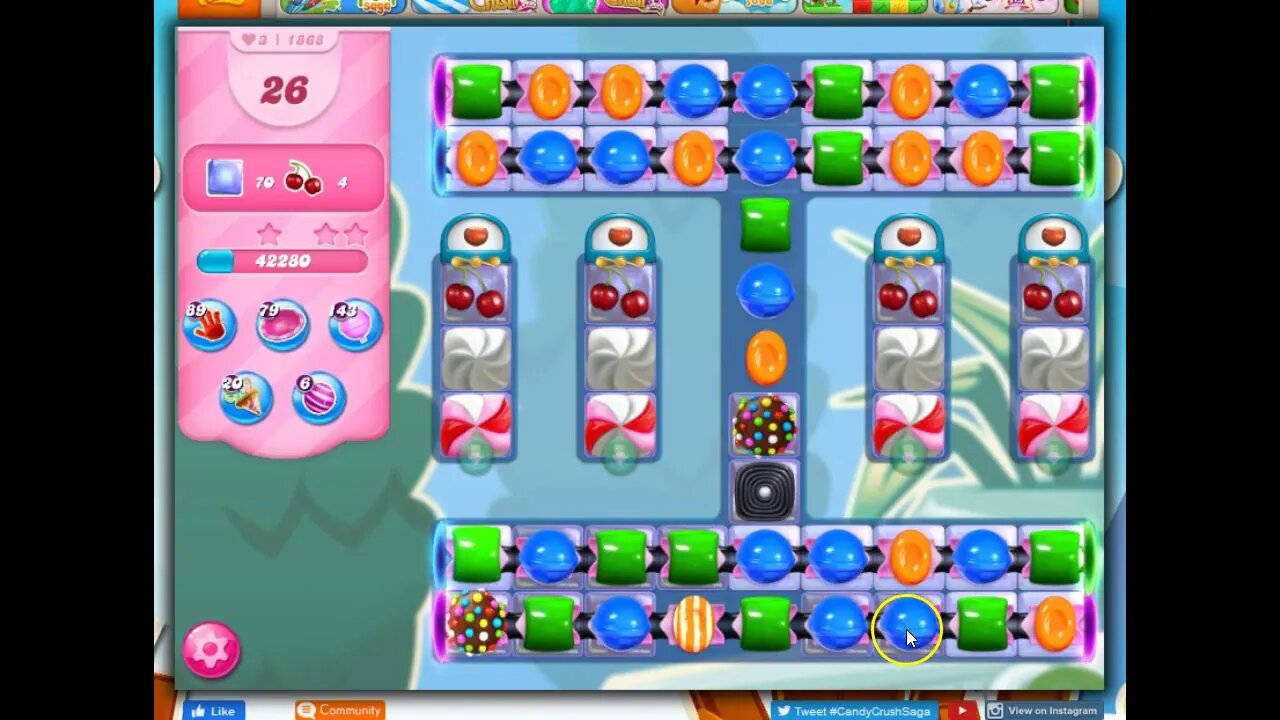 Candy Crush Level 1868 Talkthrough, 28 Moves 0 Boosters