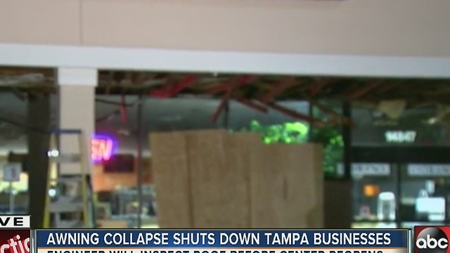 Awning in front of Tampa business collapses