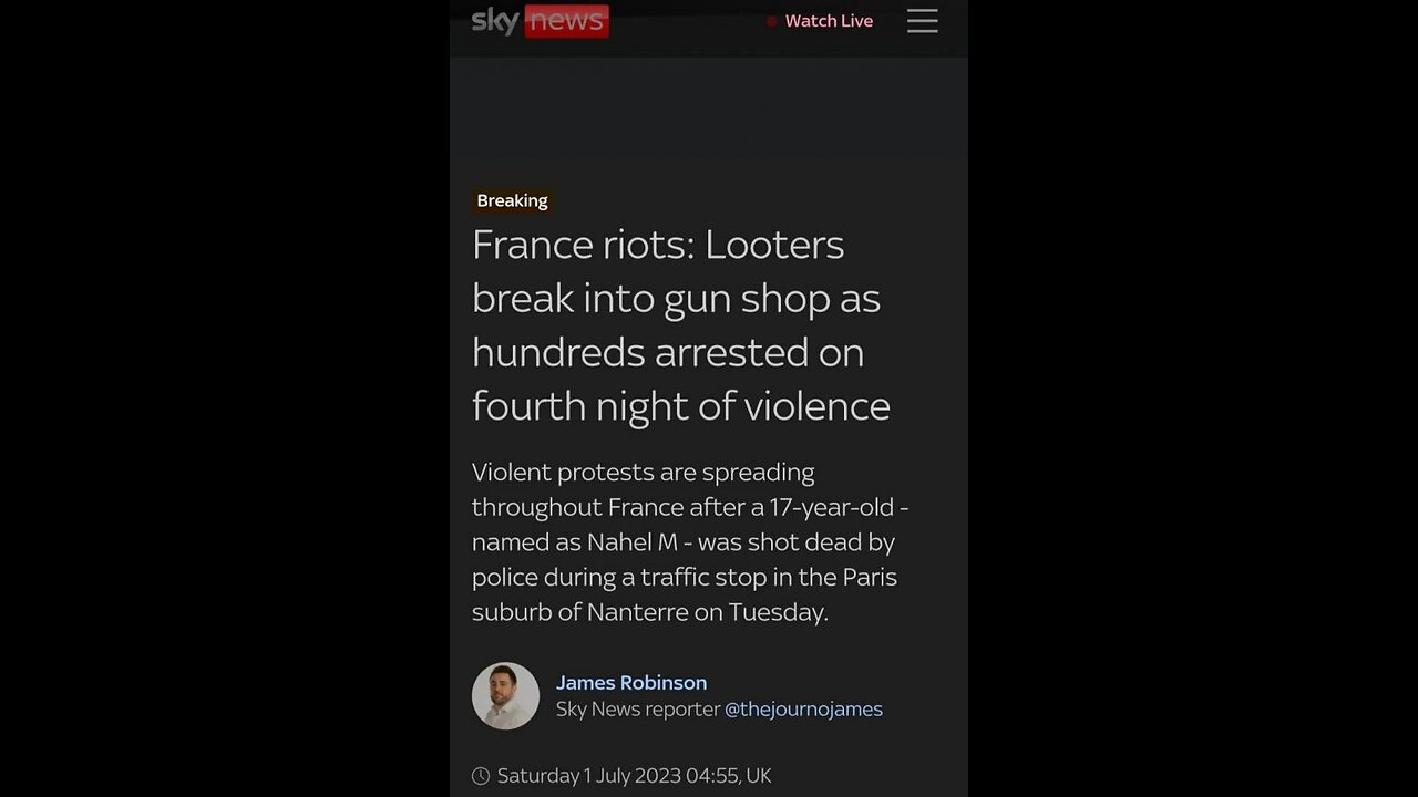 France prepares for another night of violence 7-1-23 Sky News Australia