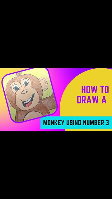 How To Draw A Monkey With Number 3 |VERY EASY, Turn Number 3 Into Monkey|Draw Monkey From Number 3