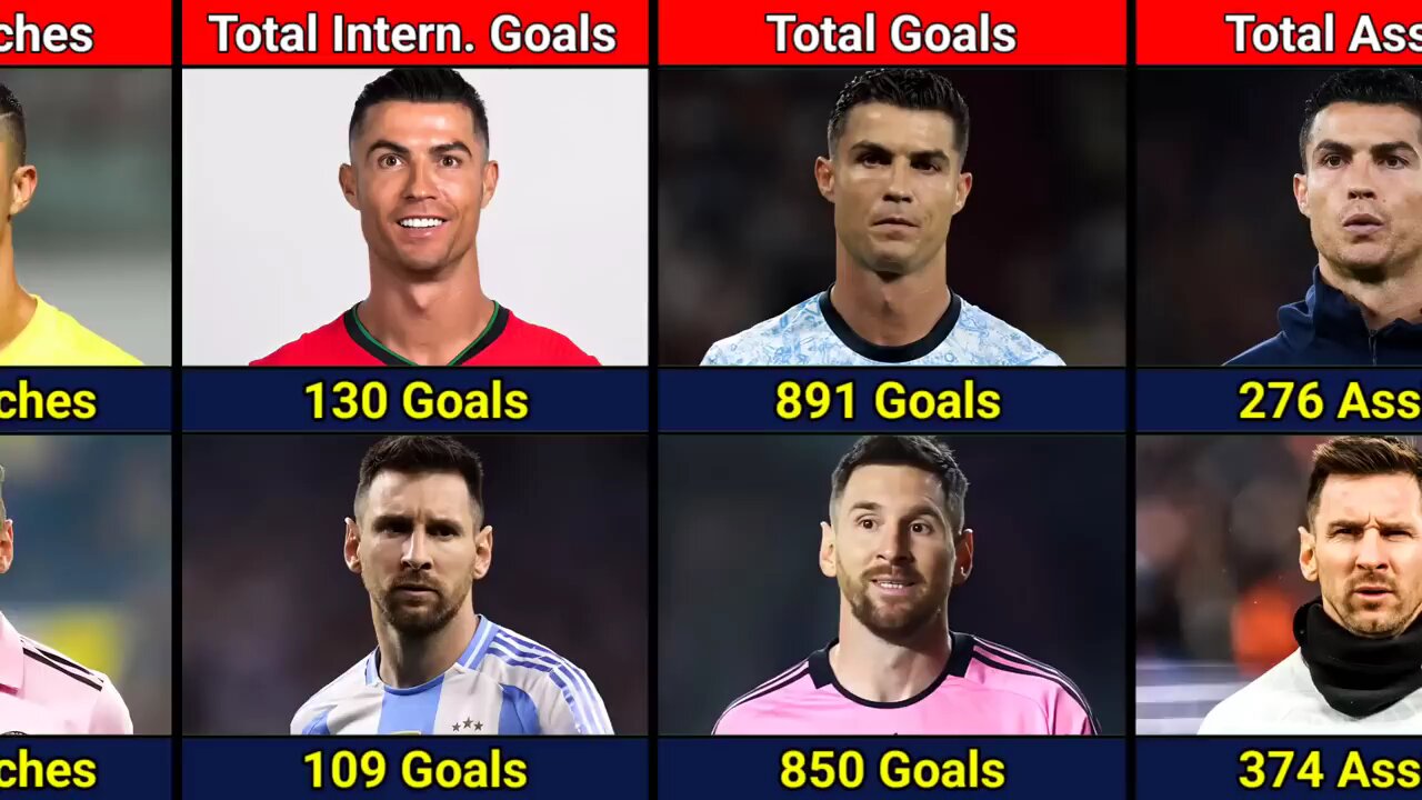 Cristiano Ronaldo vs Leonel Messi comparison