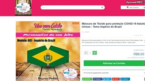 Máscara de Tecido para proteção COVID-19 Adulto Unisex - Tema Império do Brazil - Bandeira Imperial