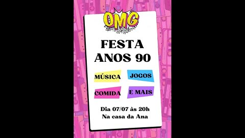 Faço Convite festa virtual anos 90 retrô