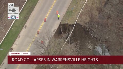 Part of South Miles Road over Mill Creek in Warrensville Heights collapses