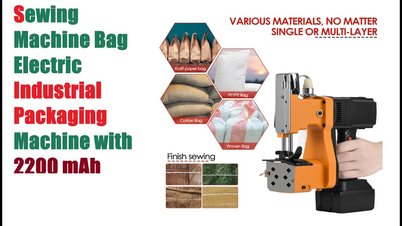 Sewing Machine Bag Electric Industrial Packaging Machine with 2200 mAh Lithium Battery