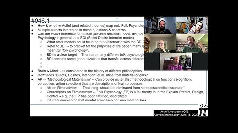 ActInf Livestream #046.1 ~ "Active inference models do not contradict folk psychology"