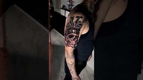Native Skull Tattoo 💀 I started today! #tattooartist #tattoo #animeedit #wip #skull