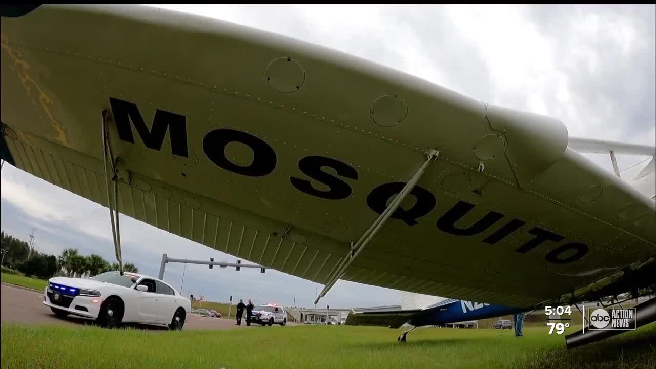 Small plane lands near road, ends up in median in New Tampa