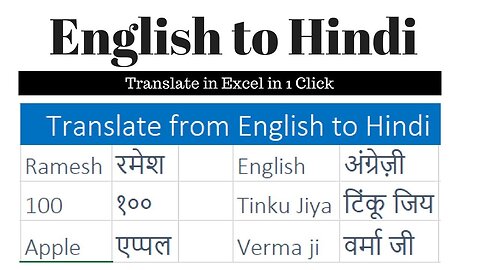 TRANSLATE IN HINDI TO EXCEL SHEETS