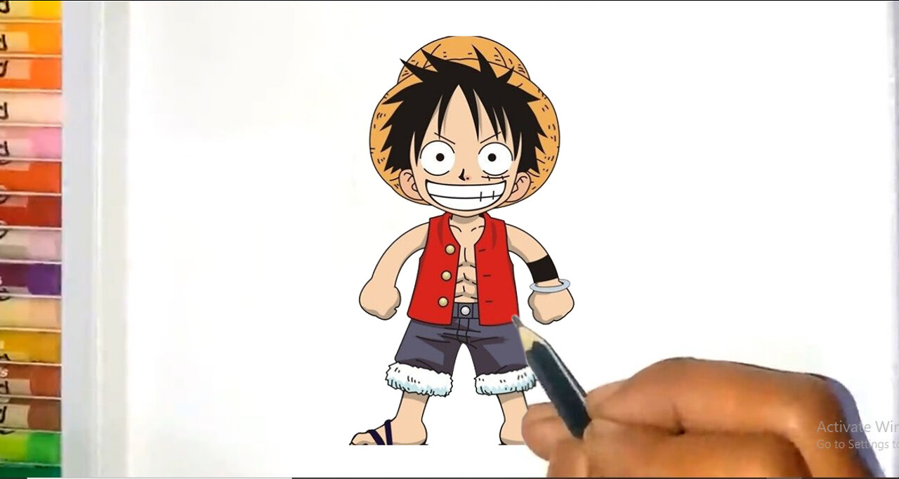 How to Draw and Color Characters from Anime One Piece Easily and Quickly Using Oil Pastel