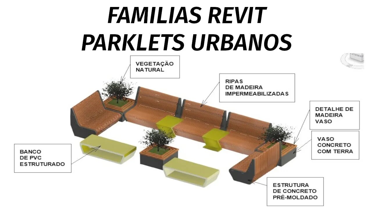 Parklet de concreto detalhamento familias Revit