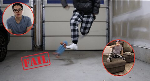 SKATEBOARDING IN GARAGE GONE WRONG!! (WIPEOUT)