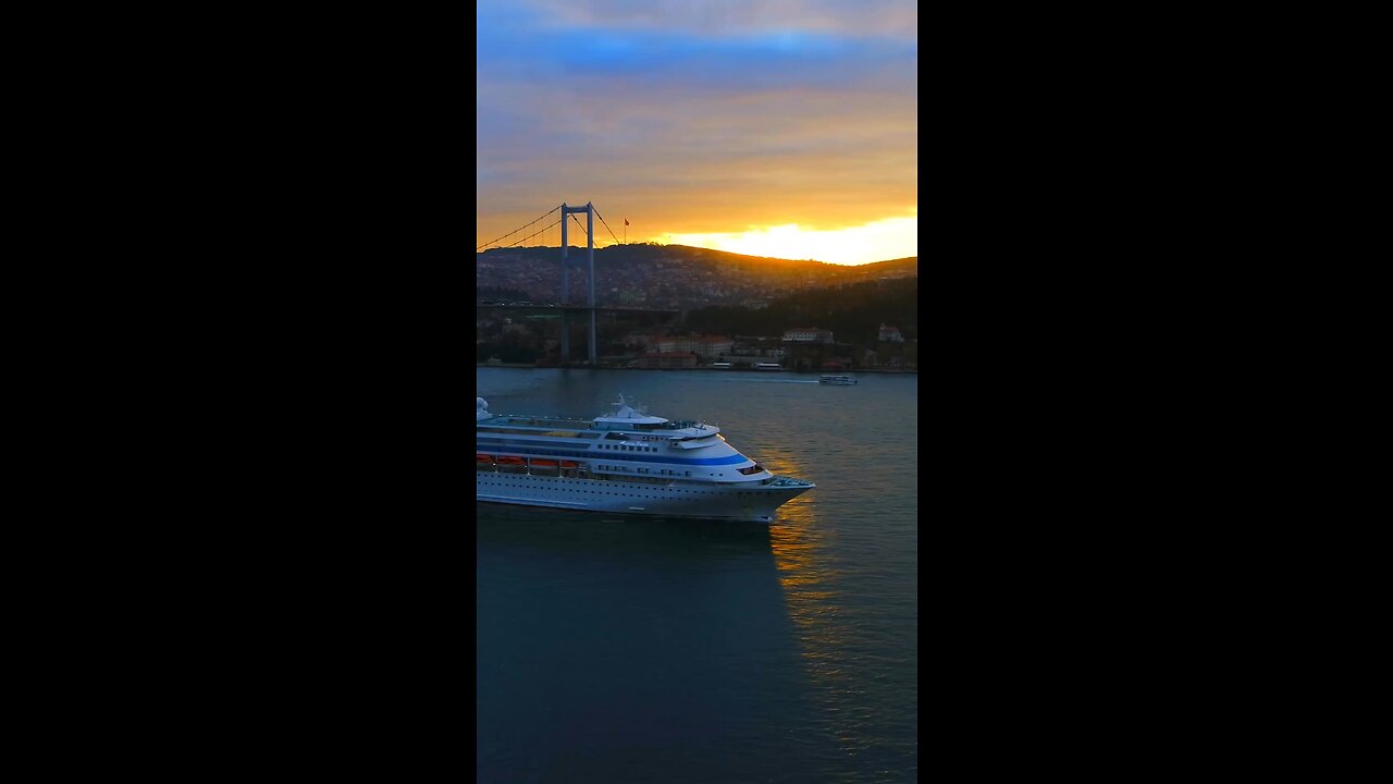 A beautiful atmosphere in the Istanbul Sea and under the Bosphorus Bridge