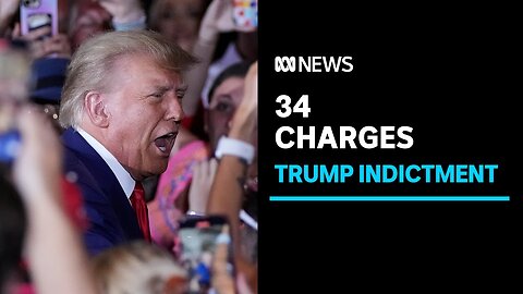 Defiant Donaid Trump front the camera after being charged