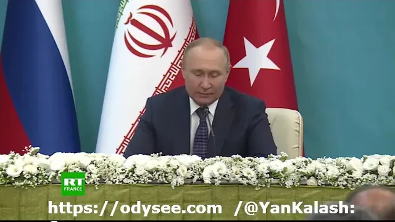 Conférence de presse des trois dirigeants Vladimir Poutine Erdogan (le fourbe) Ebrahim Raïssi