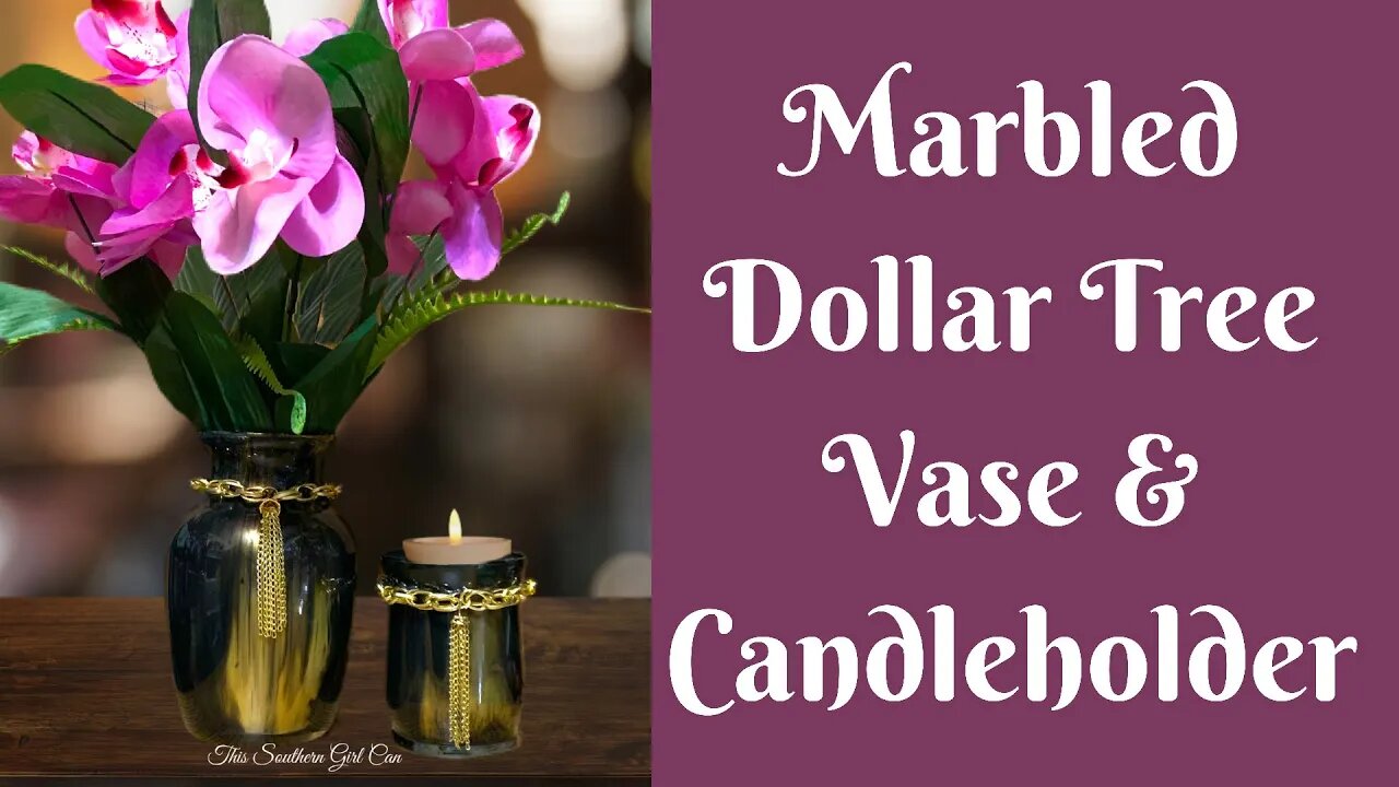 Everyday Crafting: Marbled Dollar Tree Vase & Candleholder | High End Home Decor DIY