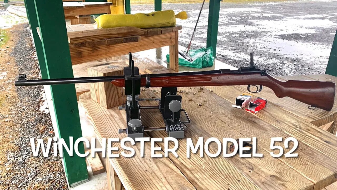 Very early Winchester model 52 (pre A) slow lock. At the range, nice snowy day.