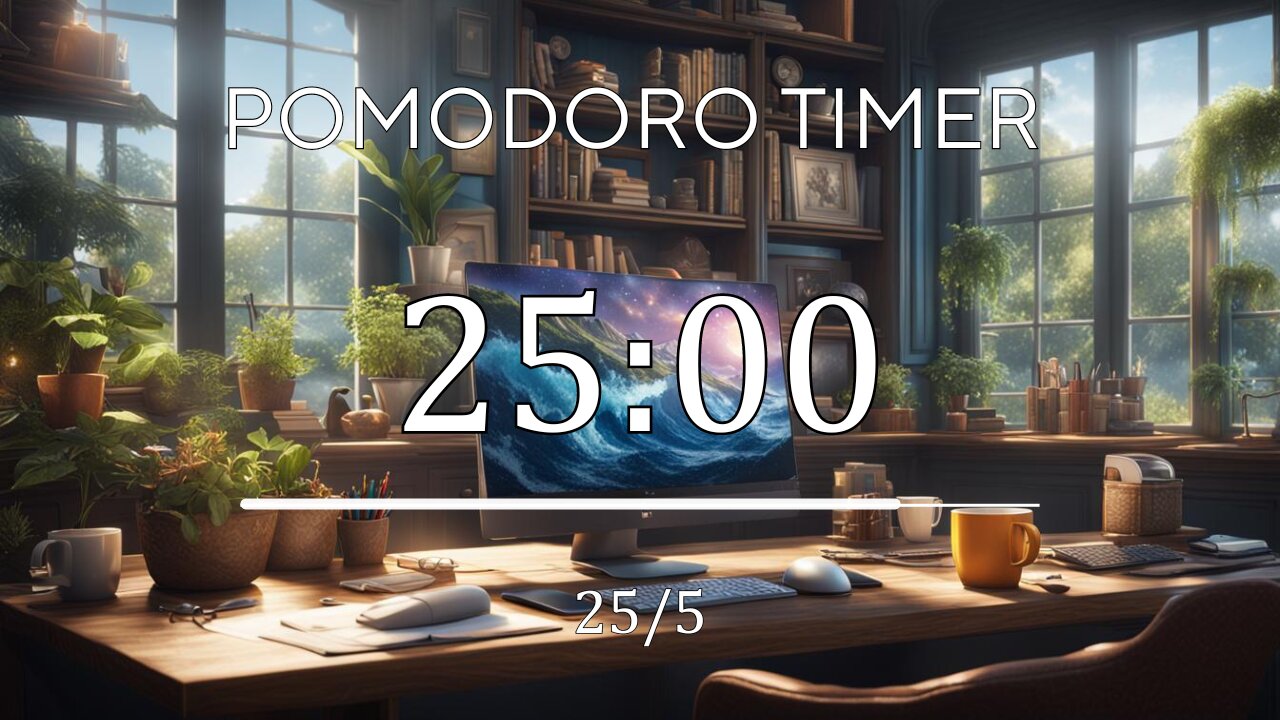 25/5 Pomodoro Timer 🦋 Calming Piano + Frequency for Relaxing, Studying and Working 🦋