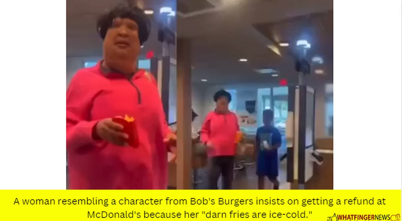 A woman resembling a character from Bob's Burgers insists on getting a refund