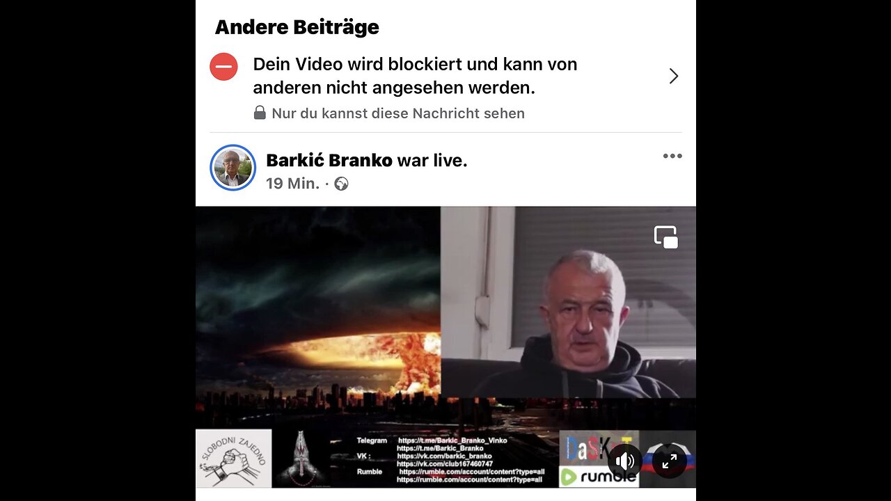 Dieses Live wurde von Facebook während des Lives blockiert