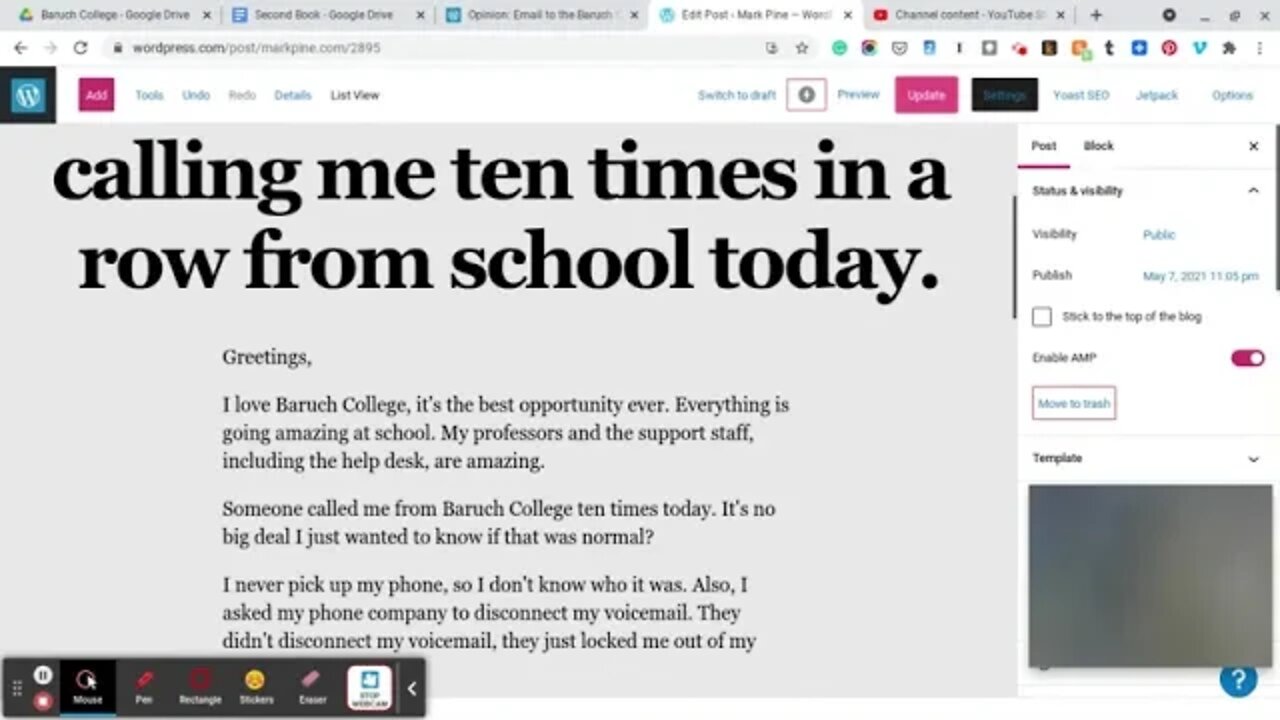 Opinion: Email to the Baruch College help desk about someone calling me ten times from school today.