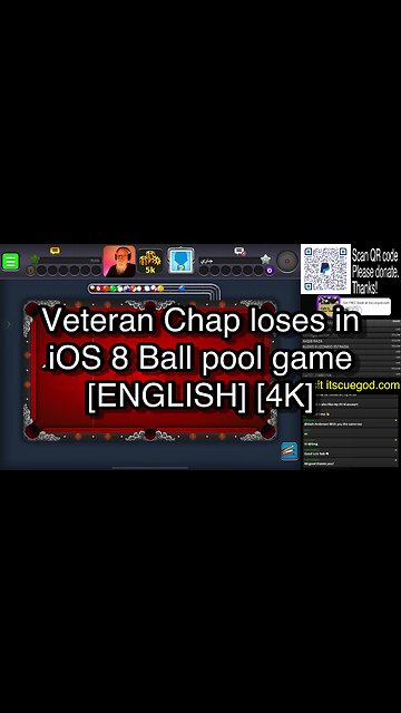 Veteran Chap loses in iOS 8 Ball pool game [ENGLISH] [4K] 🎱🎱🎱 8 Ball Pool 🎱🎱🎱
