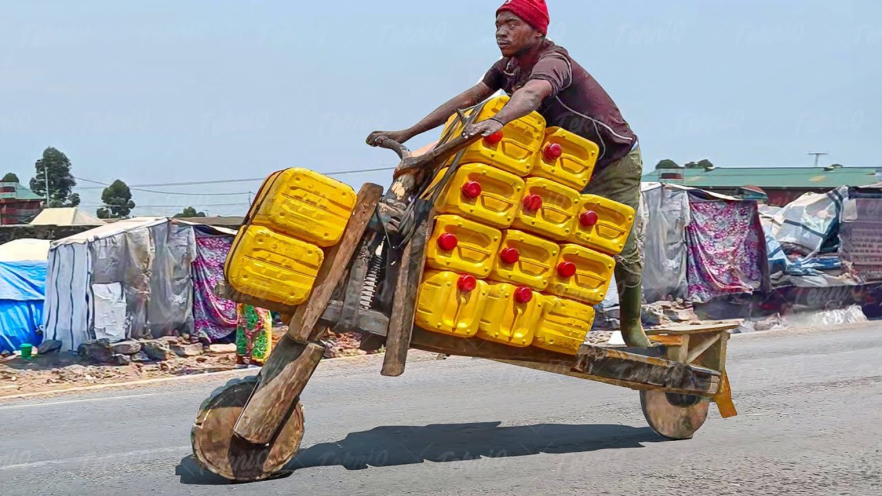 Riding Cheapest Scooters of Congo | Riding Handmade Wooden Carts in South America