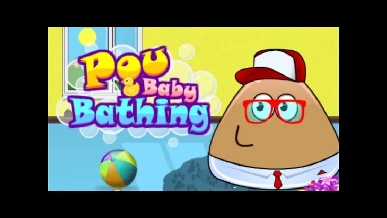 Baby Pou is bathing