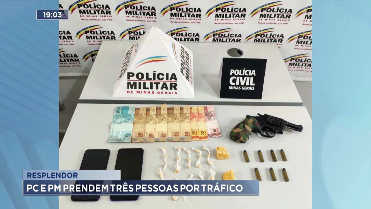Resplendor PC e PM prendem três pessoas por tráfico