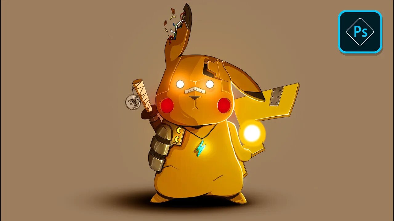 Como desenhar, Pikachu, pokemon, speed art, no Photoshop ⚡ Pintura digital