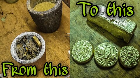 BRASS DUST MELT/ SCRAP BRASS MELT/ devil forge/ ASMR Metal Melting/ #brassdustmelt