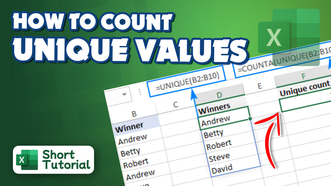 How to count unique values in Excel