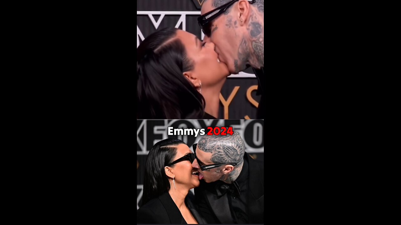 Kourtney Kardashian and Travis Barker lock lips at Emmys 2024