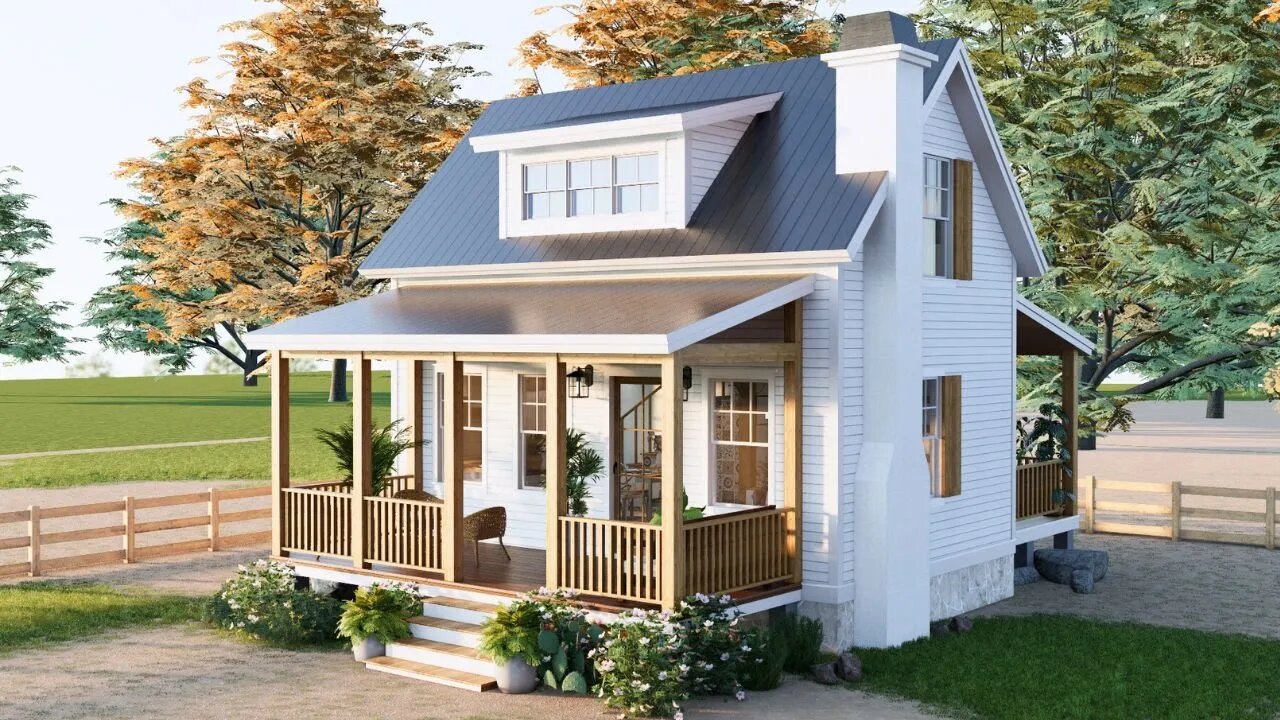 7m x 8m (23 x 26') Charming 7x8m Cottage Farm House Tour | Cozy Design with Loft Bedroom