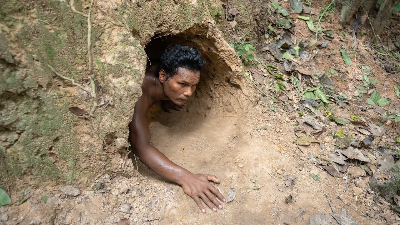 How to Build The Secret Tunnel Underground House On Land by Ancient Skills