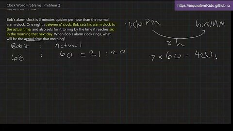 Clock Word Problems: Problem 2