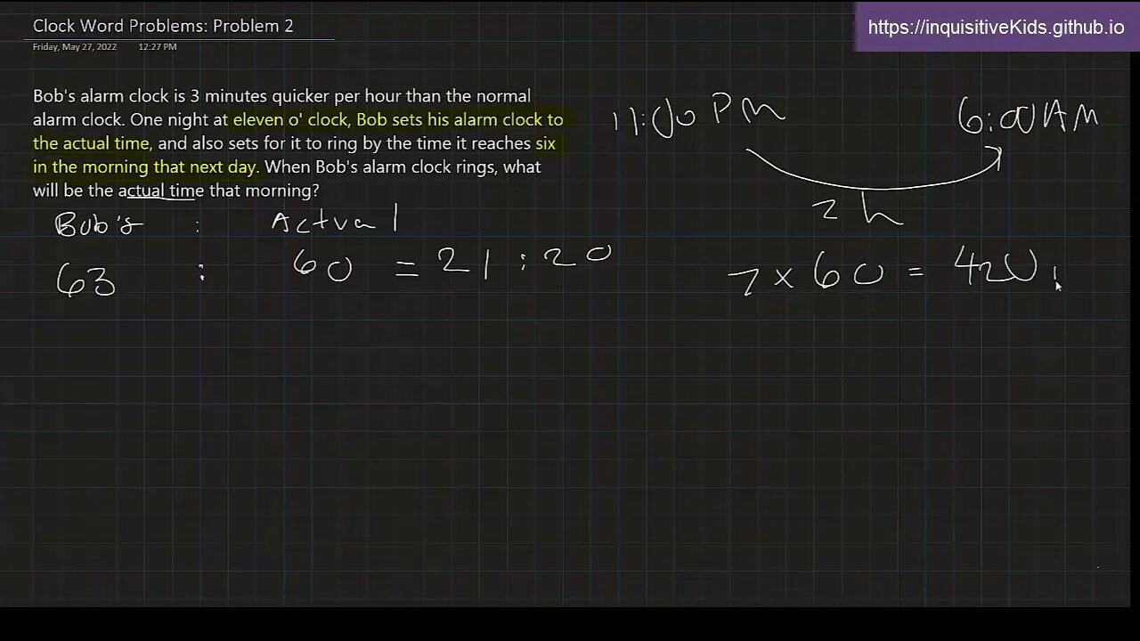 Clock Word Problems: Problem 2