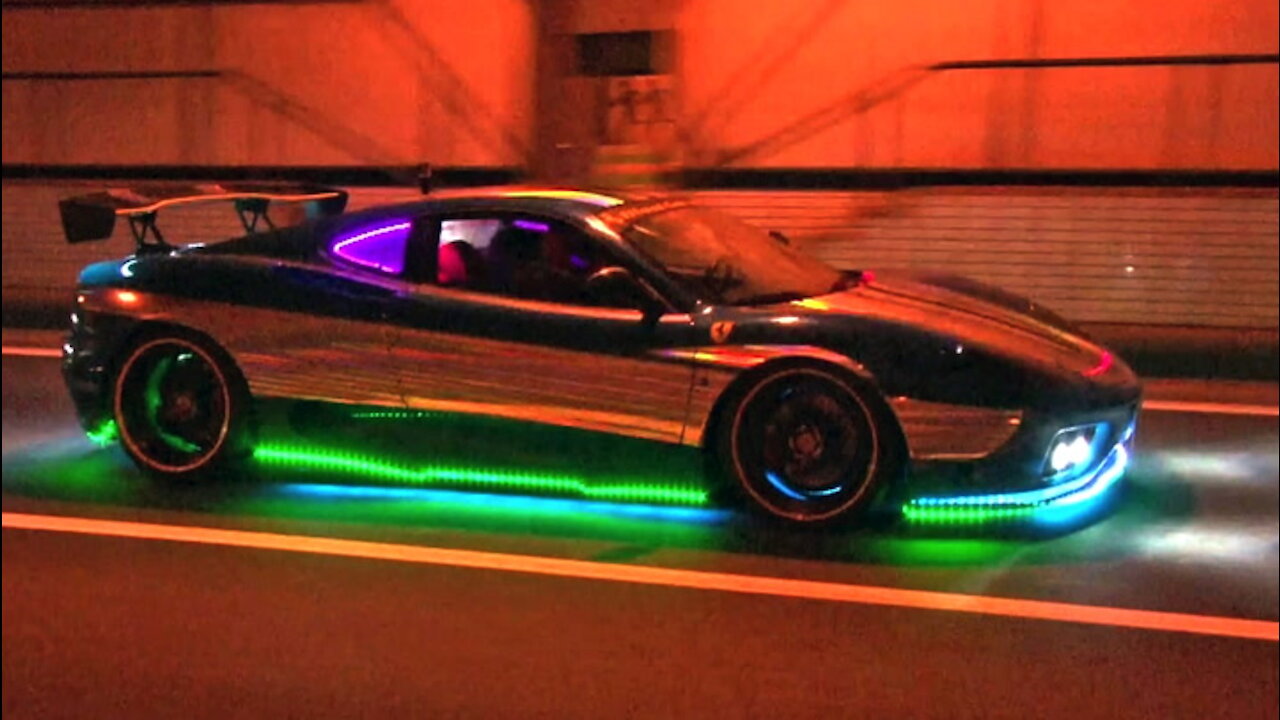 Custom LED Ferrari Speeds Through The Streets Of Tokyo