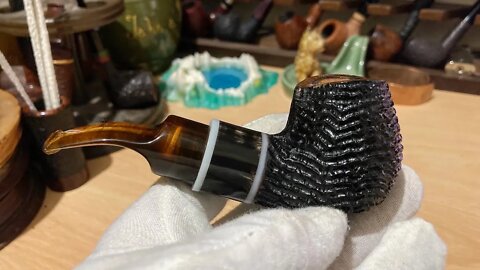 LCS Briars pipe 542 carve-blasted horn billiard