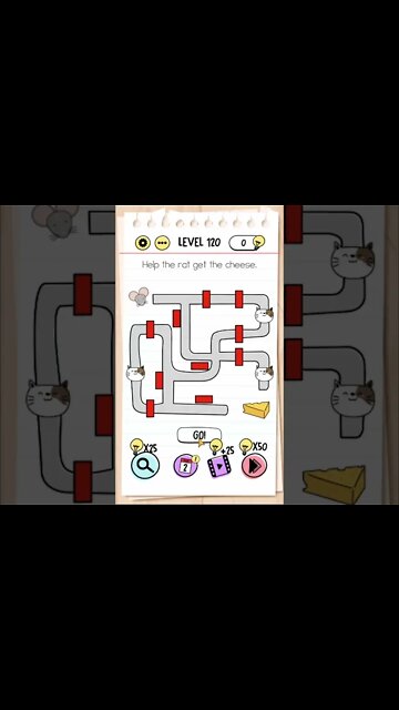 Brain Test Tricky Puzzles Level 120 Help the rat get the cheese.