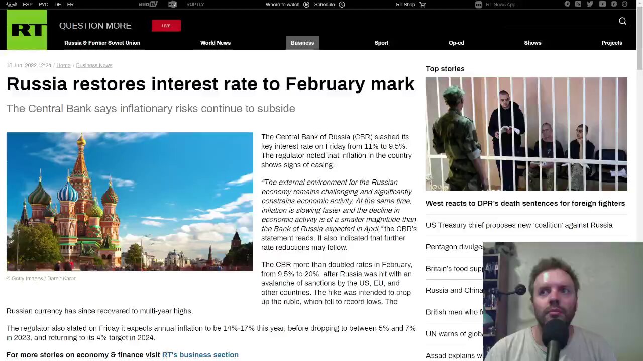 Russia restores interest rate to February mark