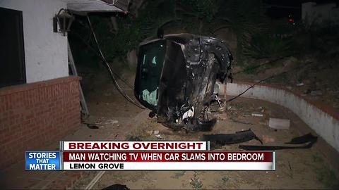Car takes down pole, hits house in Lemon Grove