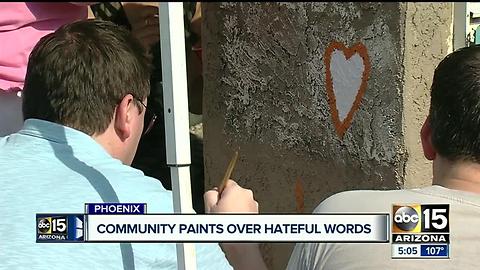 Community paints over hateful words in Phoenix neighborhood